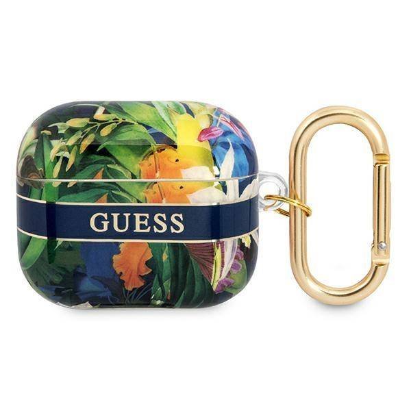 Guess GUA3HHFLB AirPods 3 Cover Niebieski Blue Flower Strap Collection