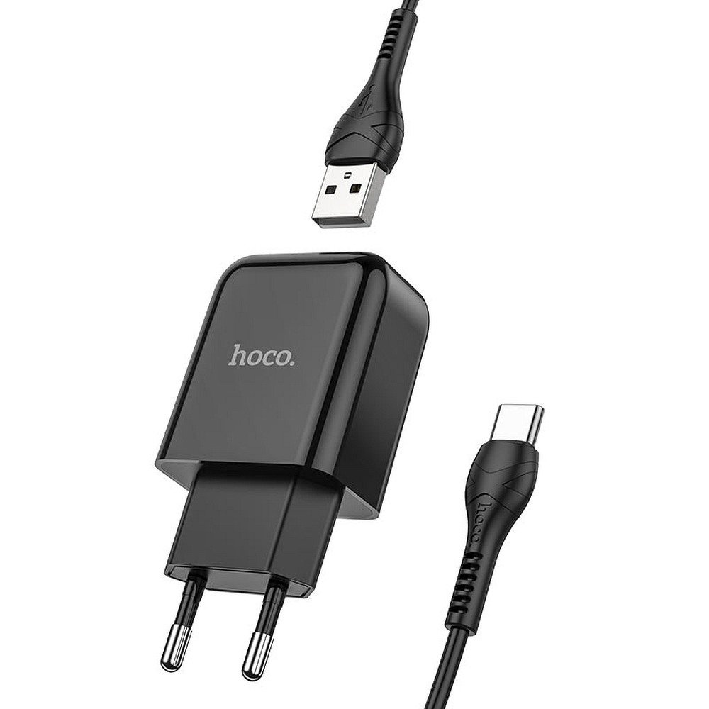 HOCO ładowarka sieciowa USB kabel Typ C 2A N2 Vigour czarna HOCO