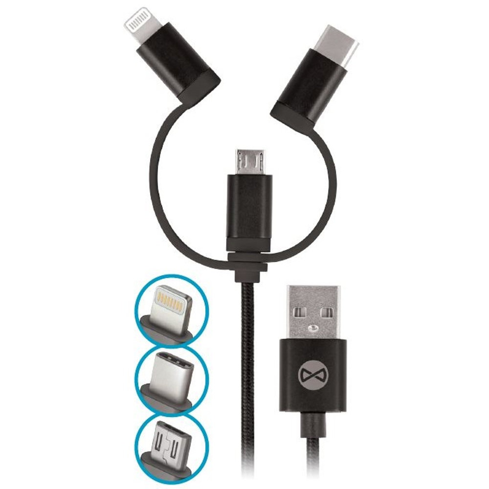 Kabel Forever W Usb Lightning Usb C Microusb Z Adapterami