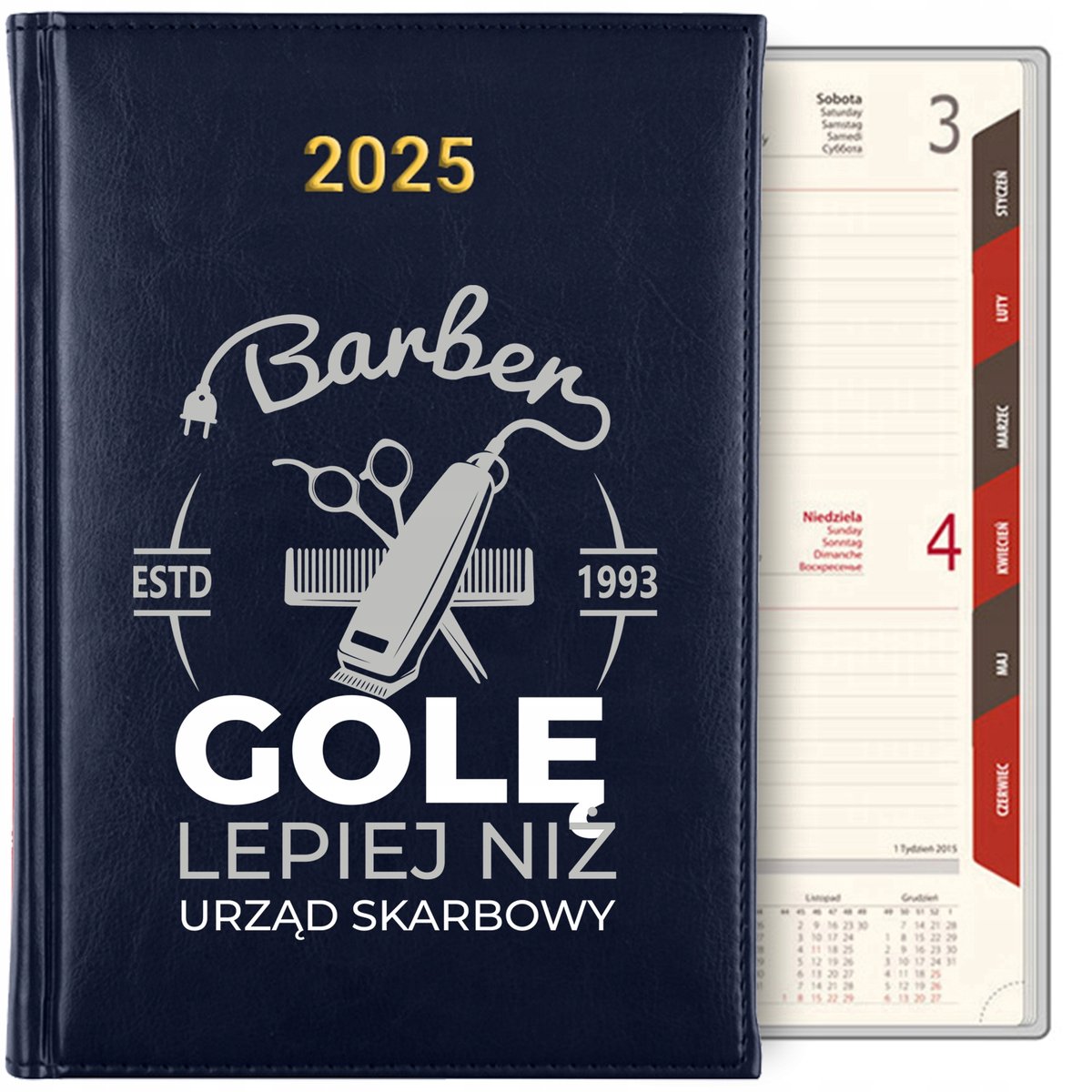 KALENDARZ TERMINARZ GRANAT NOTES Dzienny A5 2025 PLANER Dla BARBERA