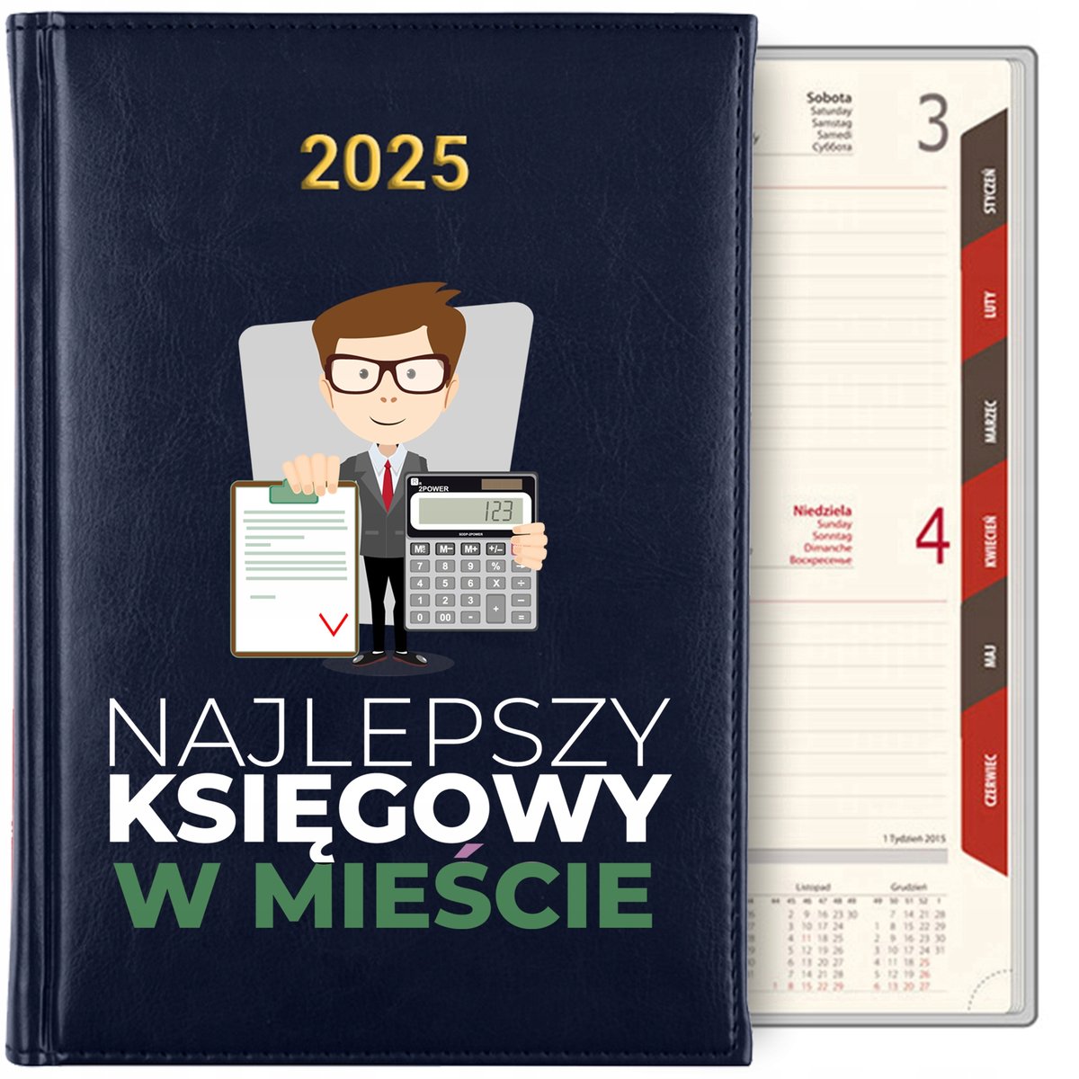 KALENDARZ TERMINARZ GRANAT NOTES PLANNER 2025 Prezent dla KSIĘGOWEGO WZ