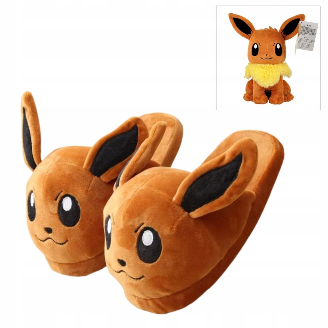 Kapcie Damskie Dziecięce Męskie Pokemon Go Ciepłe Klapki Eevee R 35 38