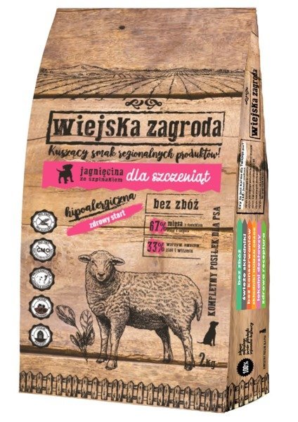 Karma sucha dla psa WIEJSKA ZAGRODA jagnięcina szpinak 2 kg Wiejska