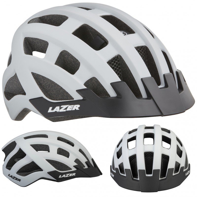 Kask Lazer Compact Dlx Sport Mat White Uni Siatka Led Bia Y