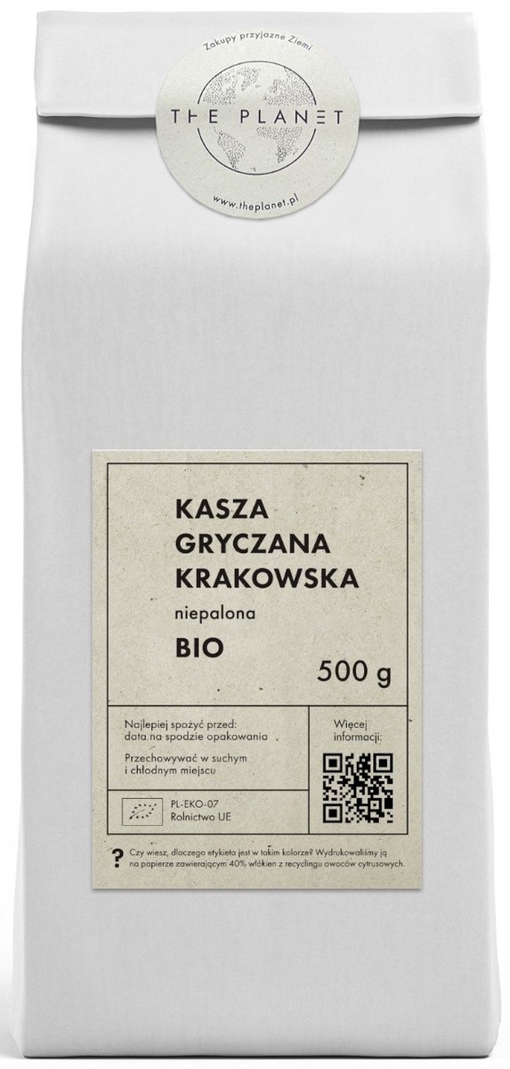 KASZA GRYCZANA KRAKOWSKA NIEPALONA BIO 500 G THE PLANET Inna Marka