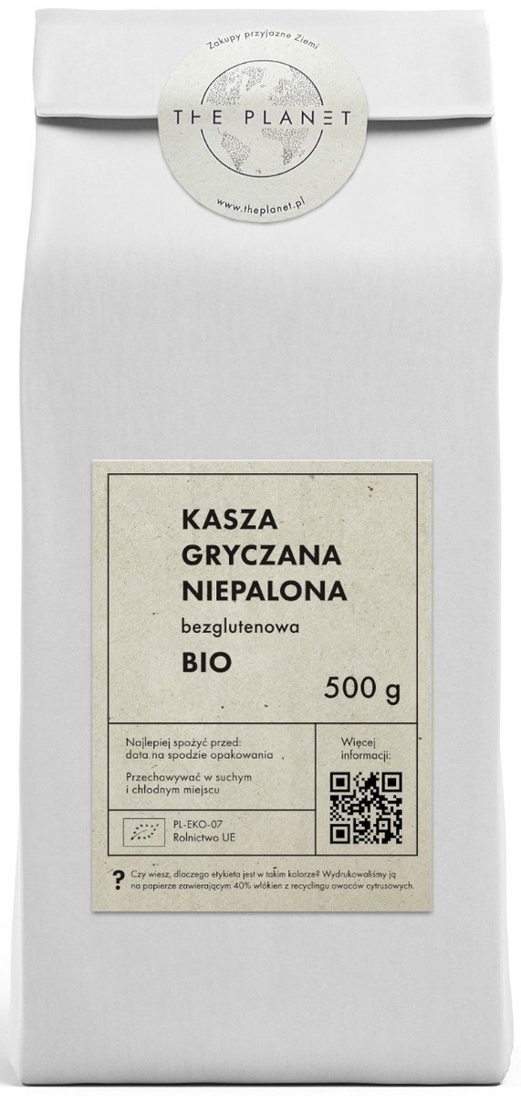 KASZA GRYCZANA NIEPALONA BEZGLUTENOWA BIO 500 G THE PLANET Inna