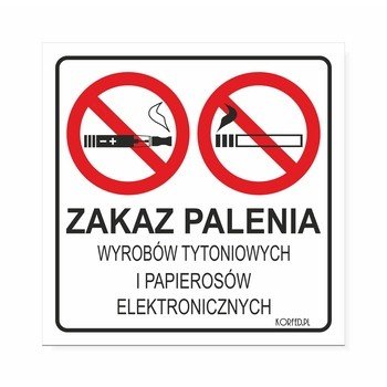 KORFED Naklejka ZAKAZ PALENIA wyrobów tytoniowych i papierosów