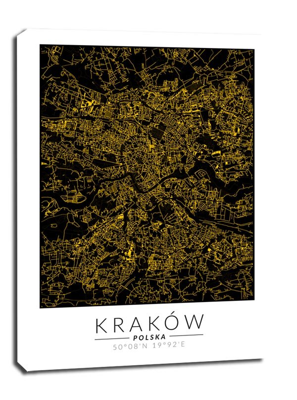 Kraków mapa złota obraz na płótnie 30x40 cm Galeria Plakatu Sklep