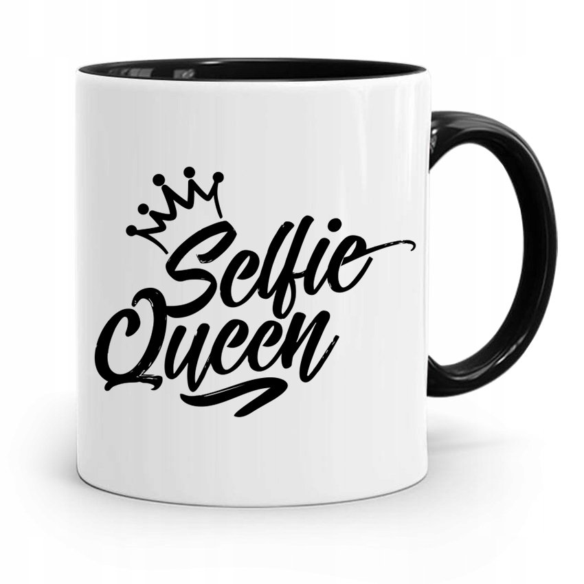 KUBEK CZARNY DZIEŃ DZIECKA DLA CÓRKI SELFIE QUEEN z Nadrukiem ze