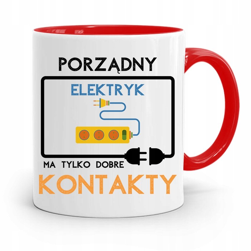 Kubek Czerwony Dla Elektryka Porz Dny Elektryk Z Nadrukiem Ze Zdj Ciem