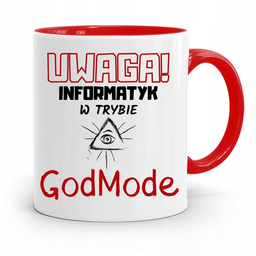 Kubek Czerwony Informatyka Programisty Godmode Z Nadrukiem Ze Zdj Ciem