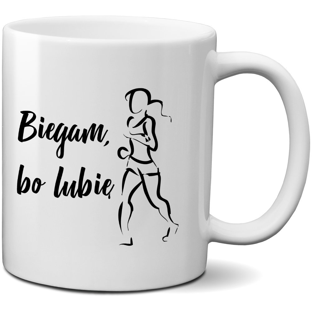 Kubek porcelitowy z nadrukiem Biegam bo lubię 330ml CupCup pl