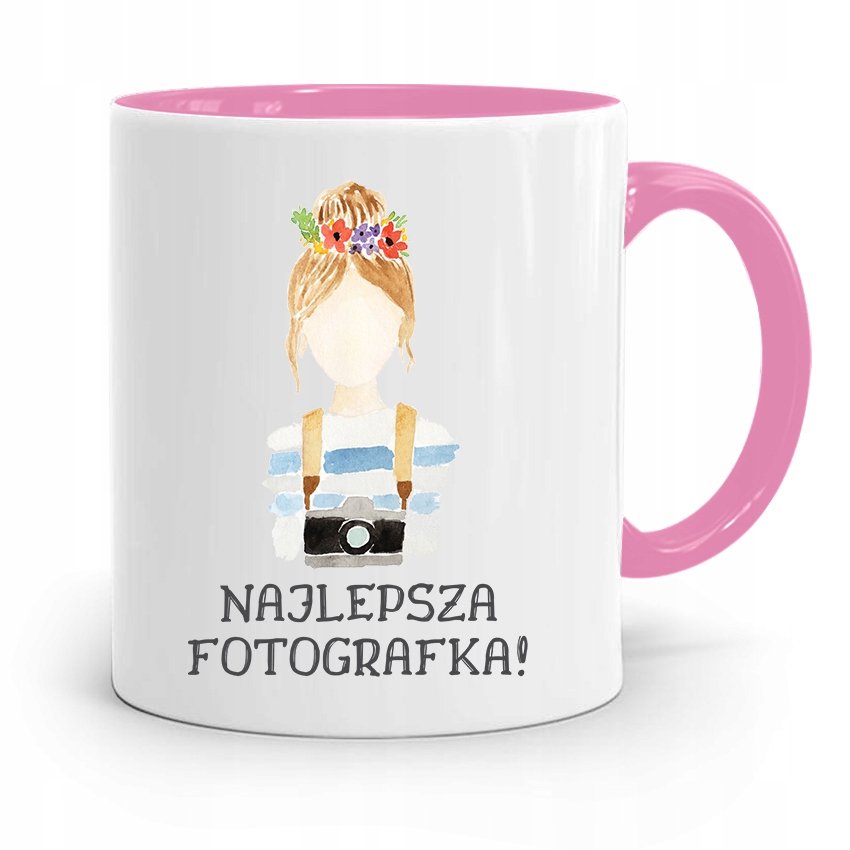 KUBEK RÓŻOWY DLA FOTOGRAFA NAJLEPSZA FOTOGRAFKA z Nadrukiem ze Zdjęciem