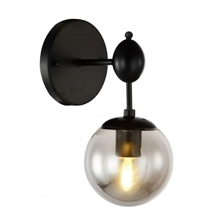 Lampa Ścienna Kinkiet Szklana Kula Black Vintage Toolight Sklep