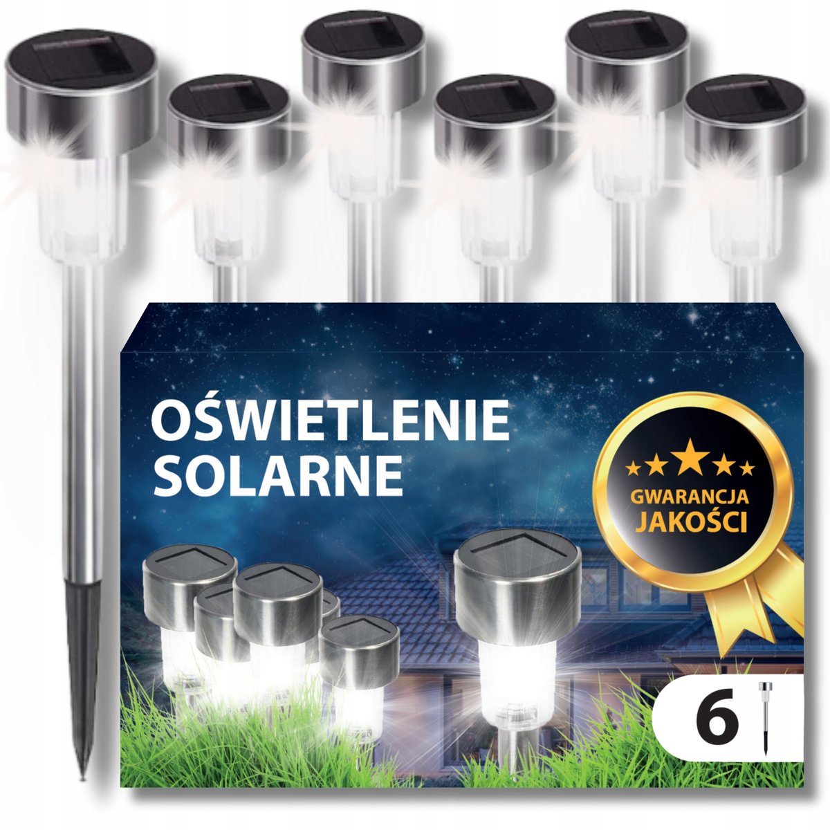 LAMPA SOLARNA WBIJANA LAMPKI SOLARNE DO OGRODU OGRODOWE LED 6 SZTUK