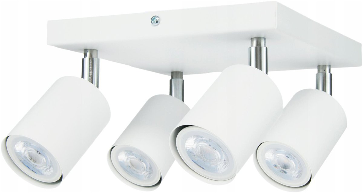 LAMPA SPOT OPRAWA HALOGEN SUFITOWA PLAFON KWADRAT 4x GU10 BIAŁA RUCHOMA