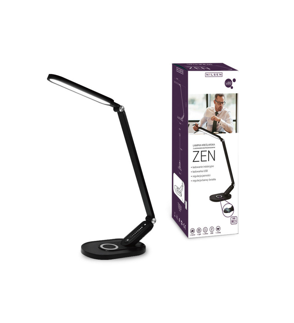 Lampka Biurkowa LED Zen Wireless Czarna Nilsen MA019E Nilsen Sklep