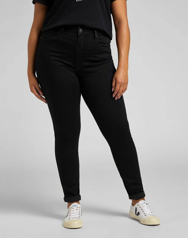 Lee Super High Scarlett Damskie Spodnie Jeansowe Jeansy Black Rinse