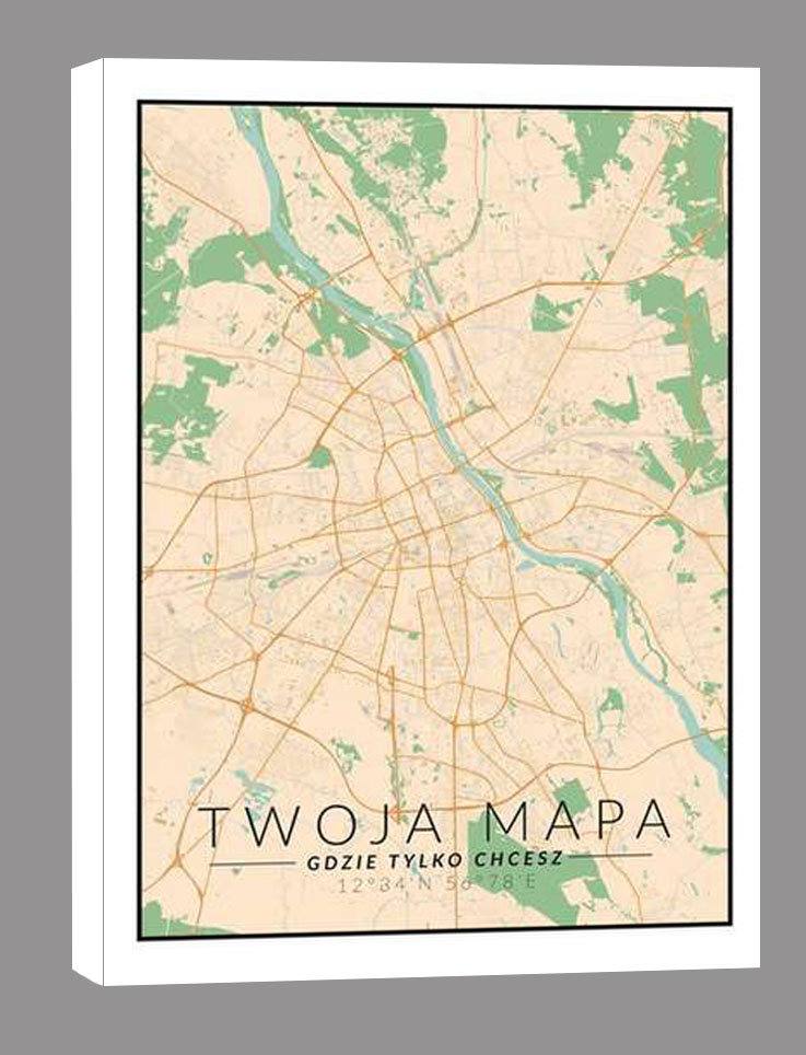 Mapa Twojego miasta kolorowa obraz na płótnie 20x30 cm Inny