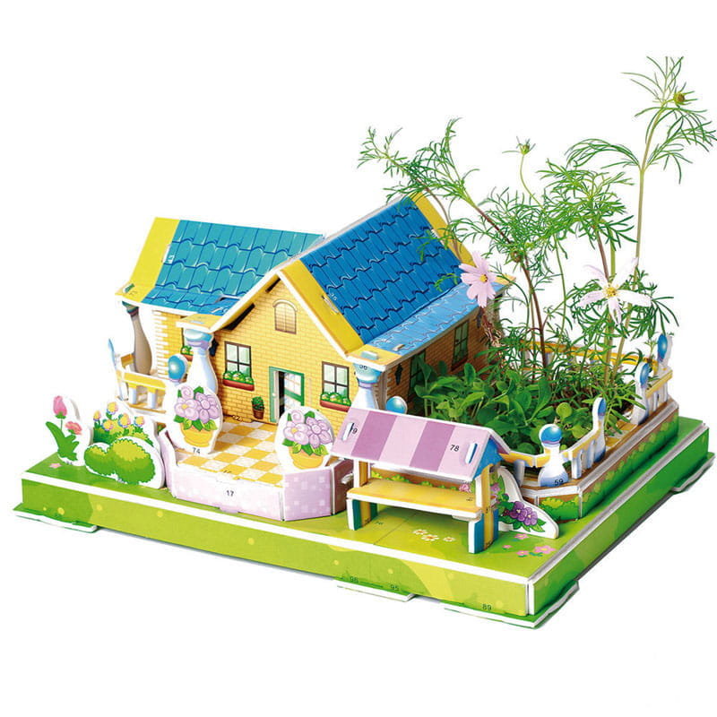 Miniaturowy domek DIY z ogródkiem Puzzle 3D Stylowa villa HABARRI