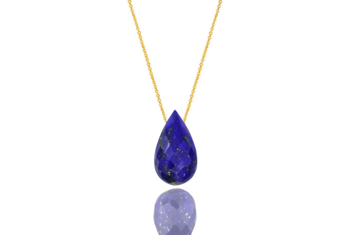 Naszyjnik Lapis Lazuli Kropla złoto 585 Brazi Druse Jewelry Moda