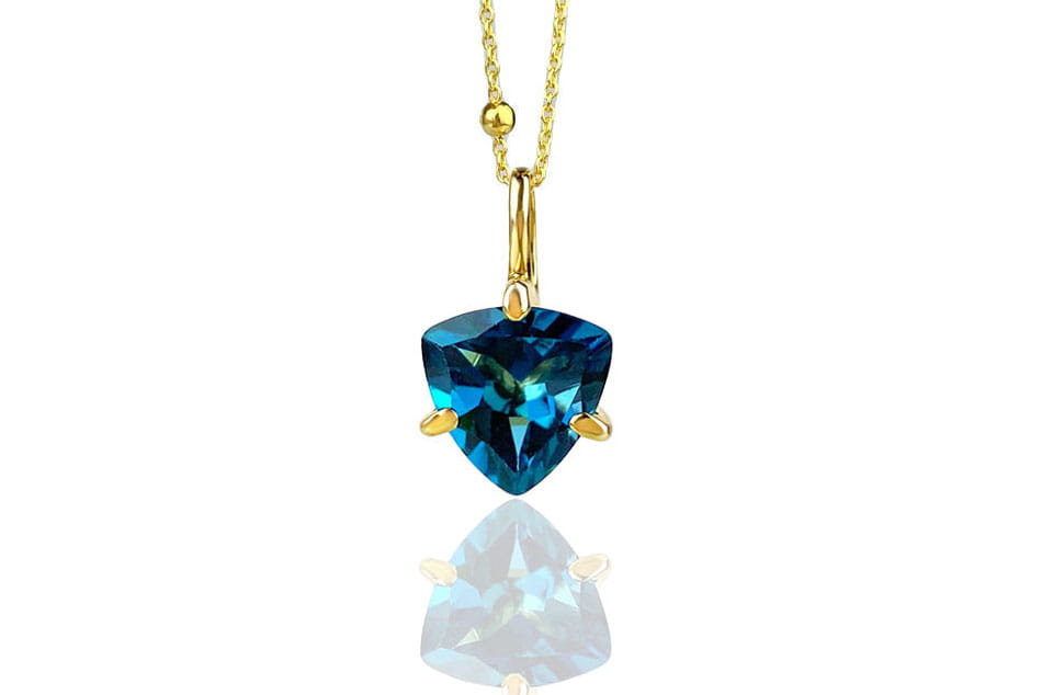 Naszyjnik Topaz London Blue Ct Trylion Materia Srebro Z Ocone