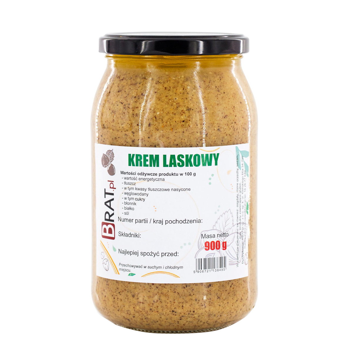 Naturalny Krem Laskowy Orzechy Laskowe 900G Bez Dodatków Brat Sklep