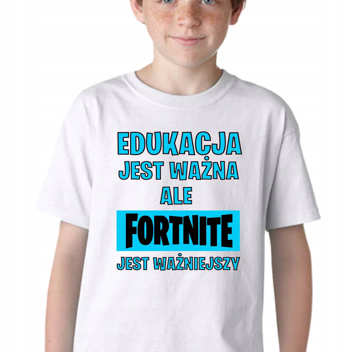 P023 DZIECIĘCADLA GRACZA KOSZULKA FORTNITE EDUKACJA JEST WAŻNA 116