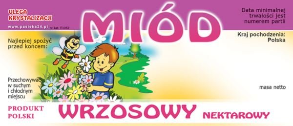 Paczka etykiet na miód wrzosowy 100szt wzór E1042 BEE HONEY