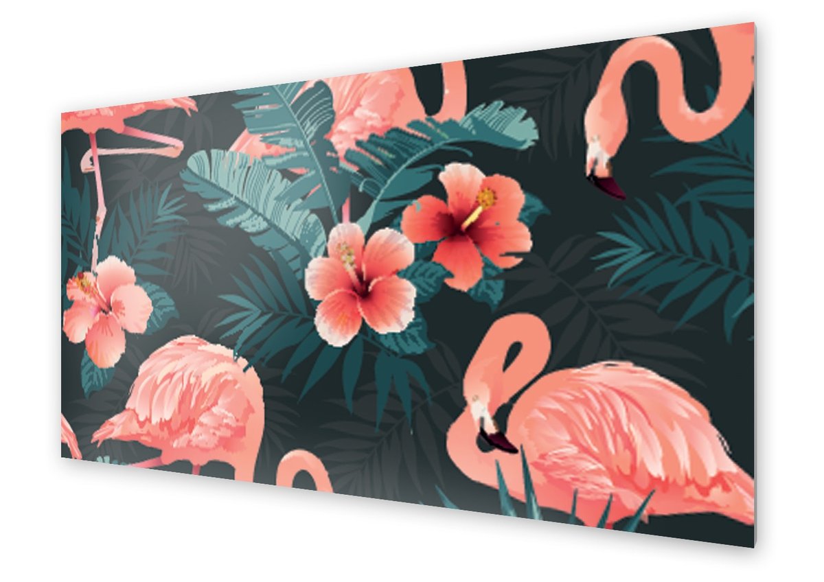 Panel Kuchenny HOMEPRINT Flamingi Na Czarnym Tle 120x60 Cm HOMEPRINT