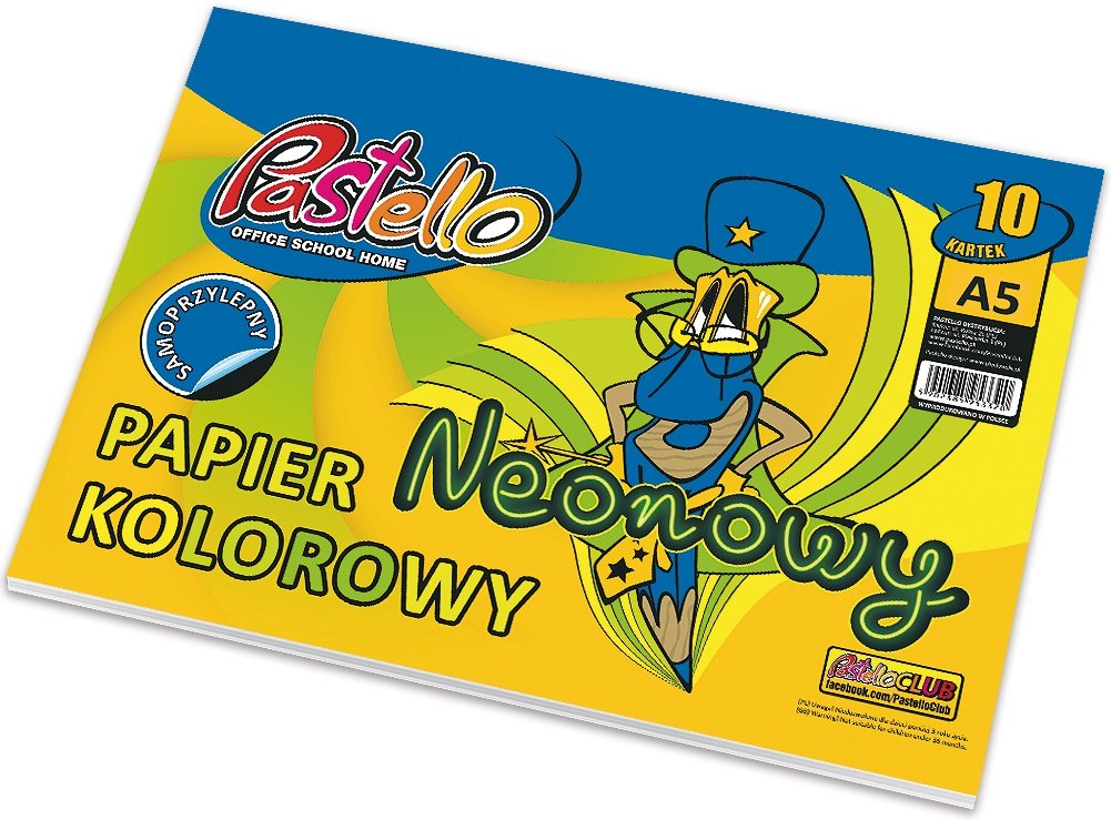 Papier Kolorowy Neonowy Samoprzylepny A5 10 Kartek Pastello Inna