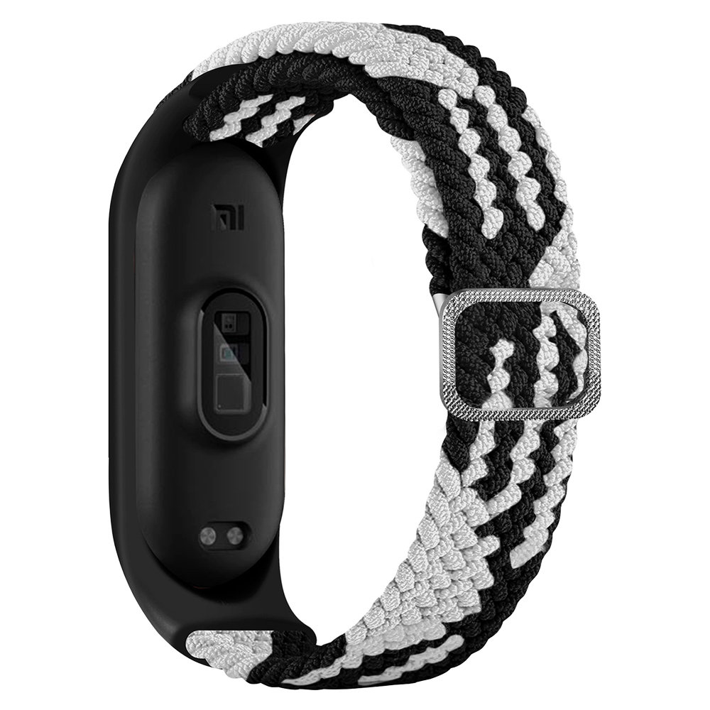 Pasek Opaska z klamrą do Xiaomi Mi Band 3 4 5 6 Czarno biały