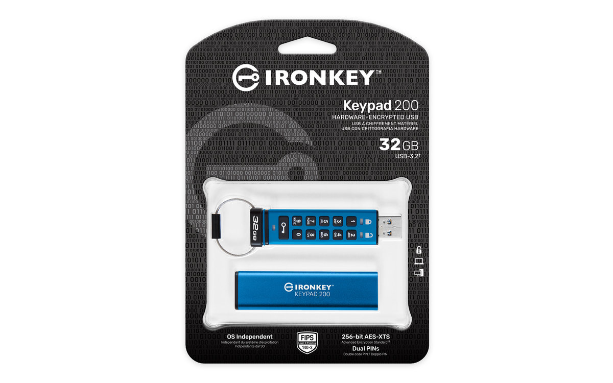 Pendrive KINGSTON IronKey Keypad 200 32GB FIPS 140 3 Lvl 3 AES 256