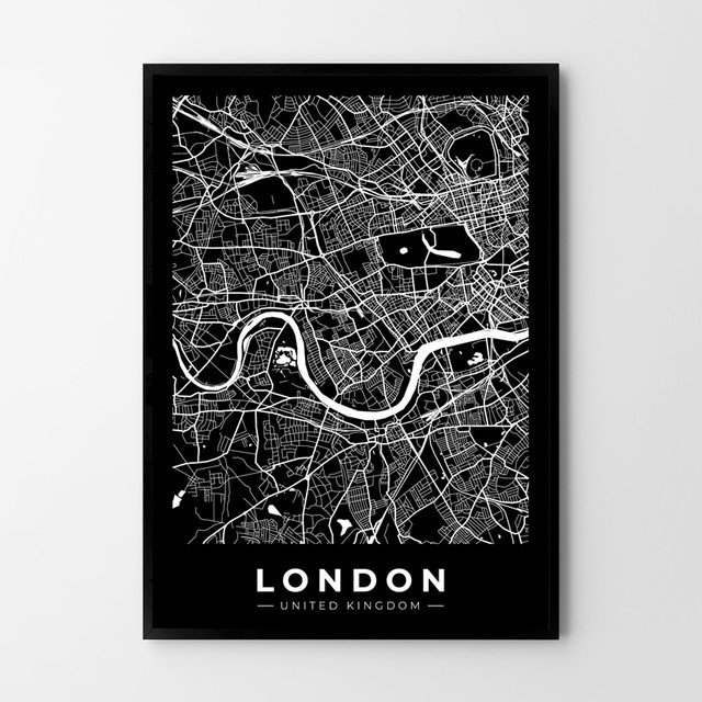 Plakat HOG STUDIO Londyn Mapa Black A2 42x59 4 Cm Hog Studio