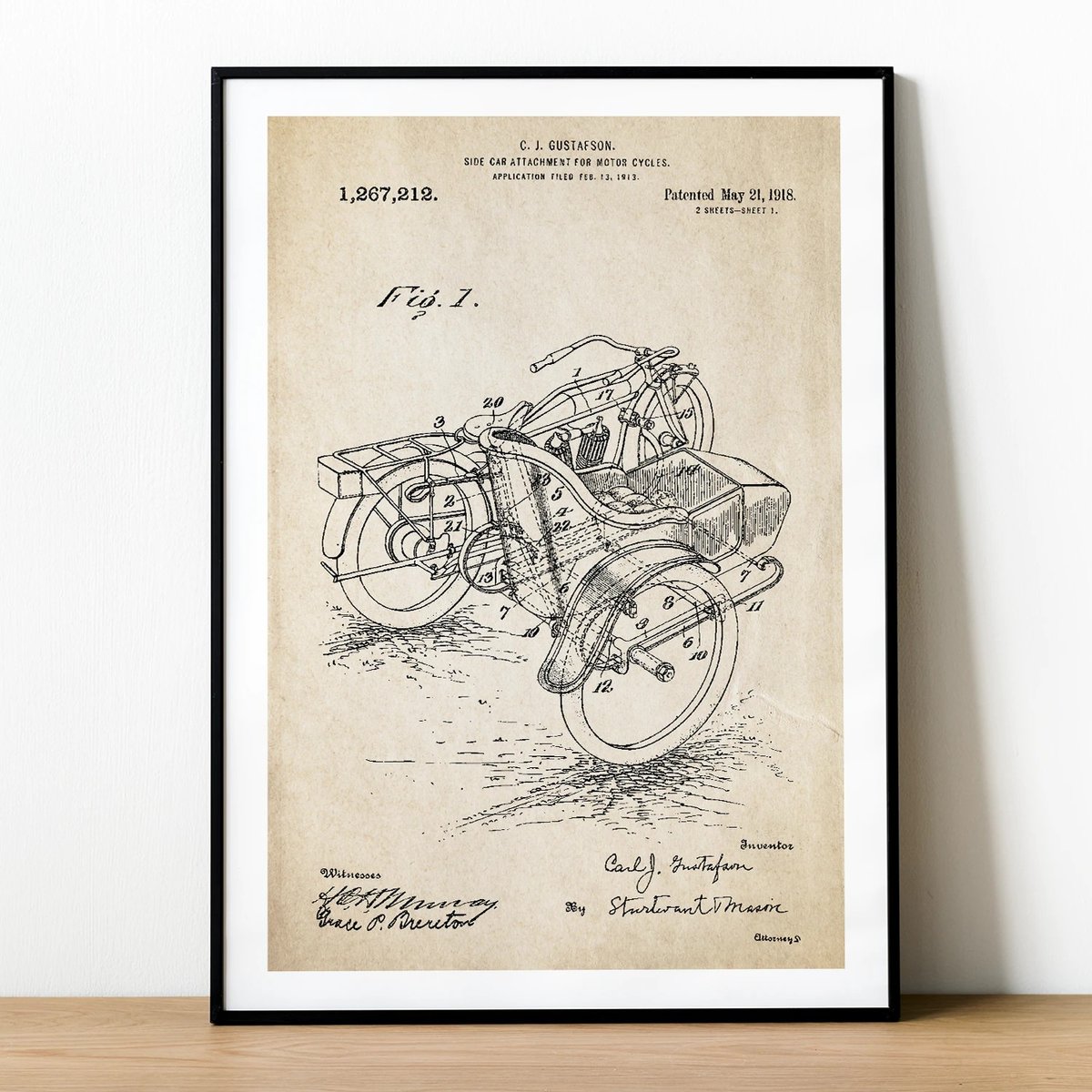 Plakat PATENT PRZYCZEPKA MOTOCYKLOWA A2 PlakatoweLove Sklep