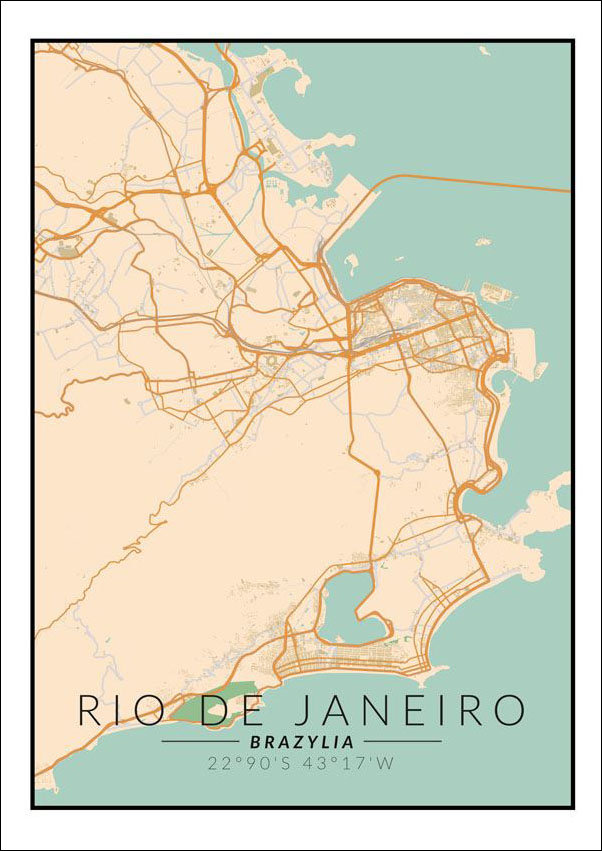 Plakat Rio De Janeiro Mapa Kolorowa X Cm Reinders Sklep Empik