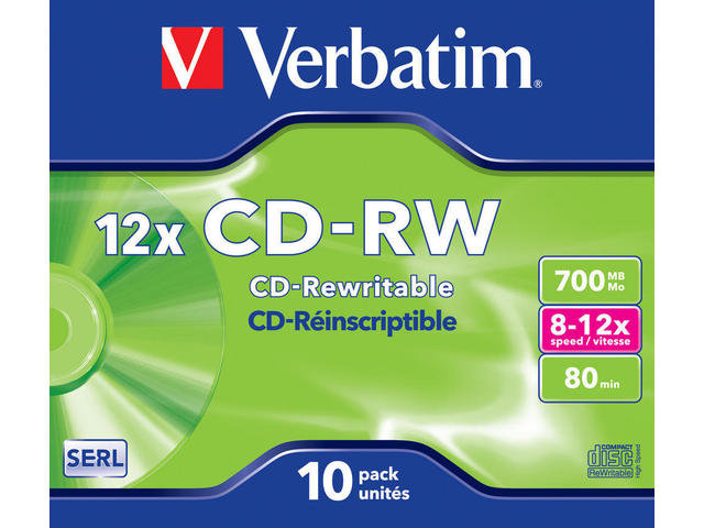 Płyty CD RW VERBATIM 700 MB 12x 10 szt Verbatim Sklep EMPIK