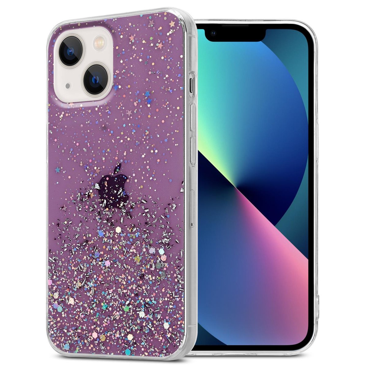 Pokrowiec Do Apple IPhone 13 MINI Etui W Fiolet Z Brokatem Glitter