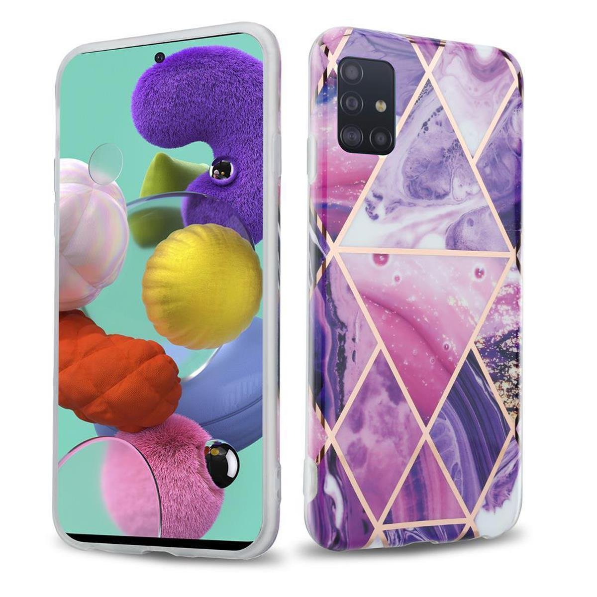 Pokrowiec Etui Do Samsung Galaxy A51 5G W Fioletowe Fale Marmur No 14