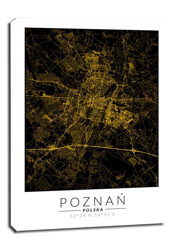 Poznań mapa złota obraz na płótnie 20x30 cm Galeria Plakatu Sklep