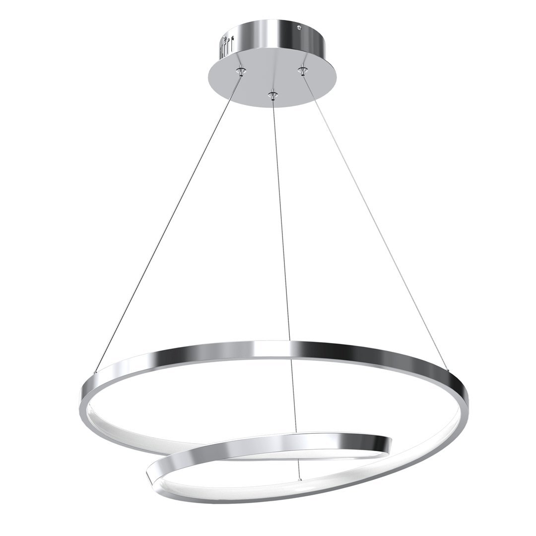 Salonowa lampa wisząca Lucero wstęga LED 48W rings chrom Milagro