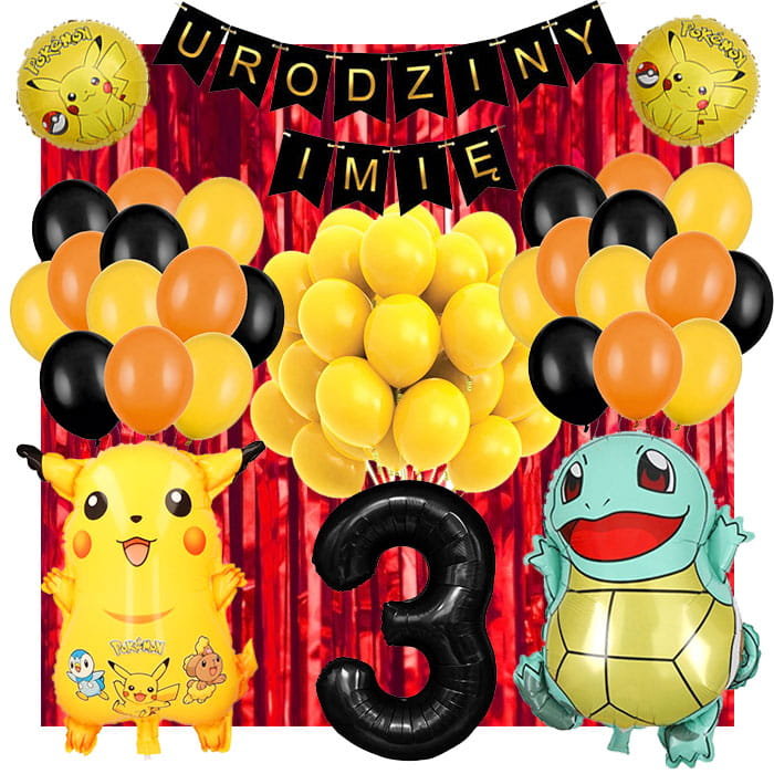 Cianka Dekoracje Zestaw Balon W Pokemon Na Urodziny Dowolne Imi