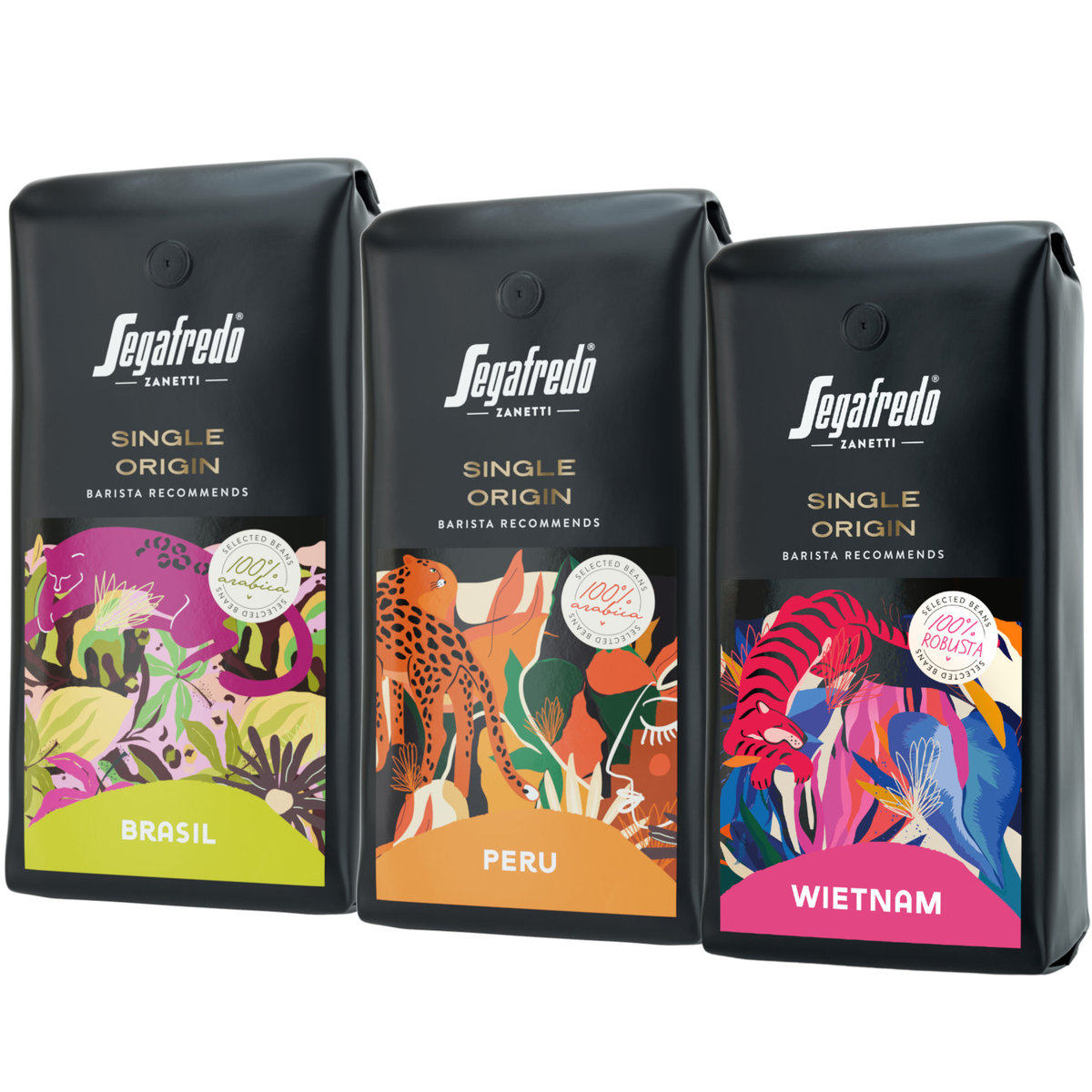 Segafredo Zestaw Kawy Ziarniste Single Origin Brasil Peru Wietnam