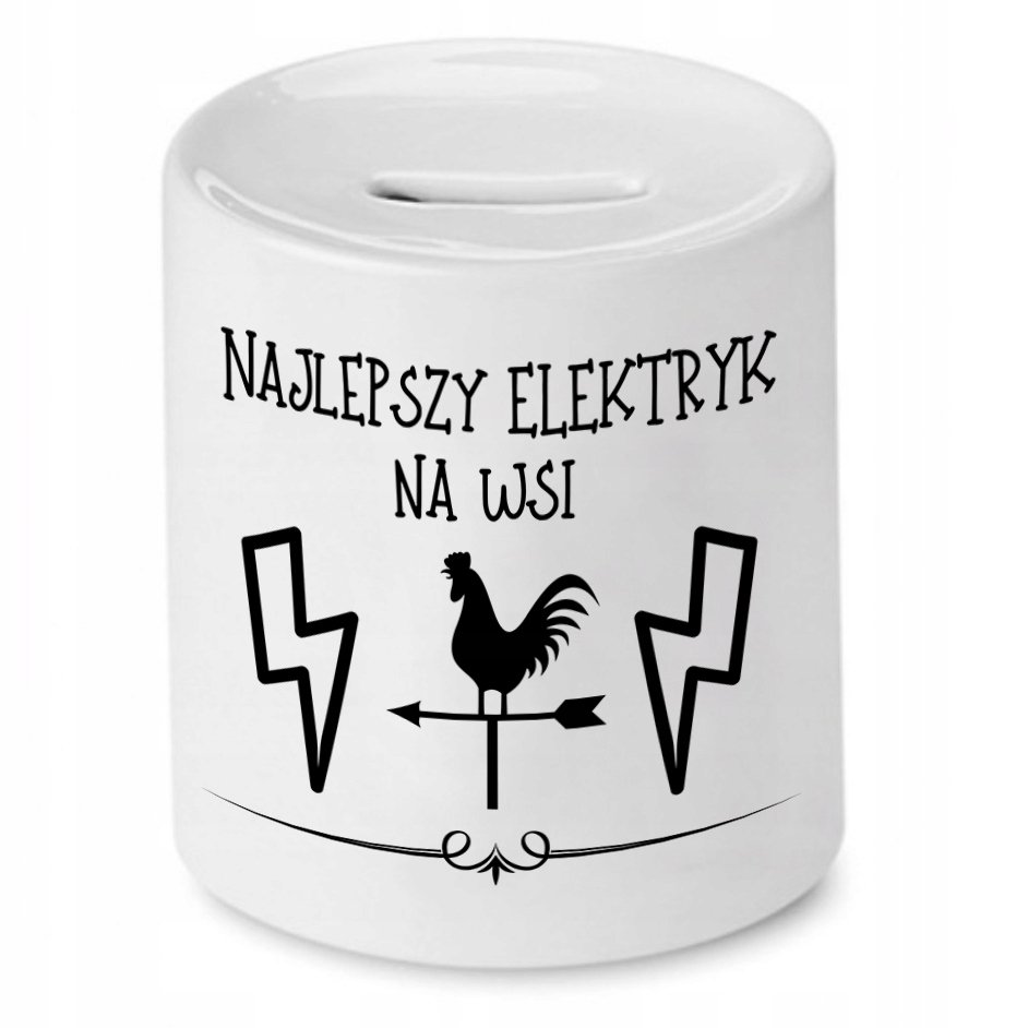 Skarbonka Prezent Dla Elektryka Najlepszy Na Wsi Z Nadrukiem Ze