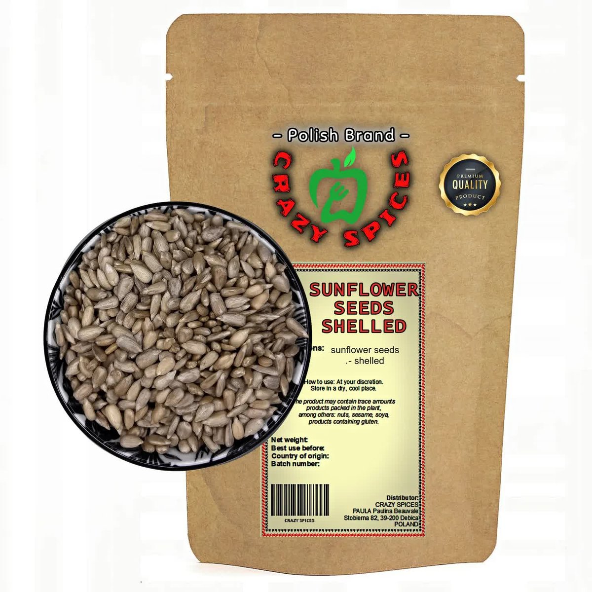 Słonecznik Łuskany Premium 1000G Pestki Słonecznika 1Kg Crazyspices