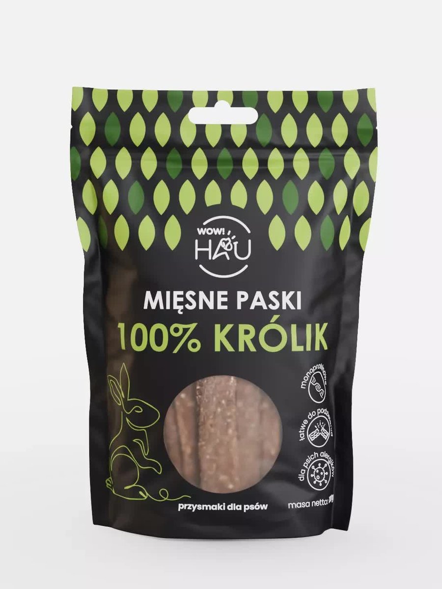 Smaczki dla psa WOW HAU Paski Królik 120g Inny producent Sklep