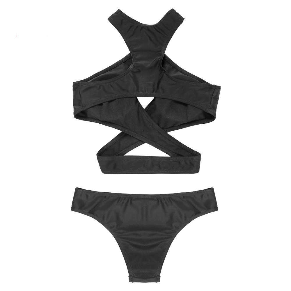 Strój Kąpielowy Bikini Straps Y Paski Sexy Czarny Inna marka Moda
