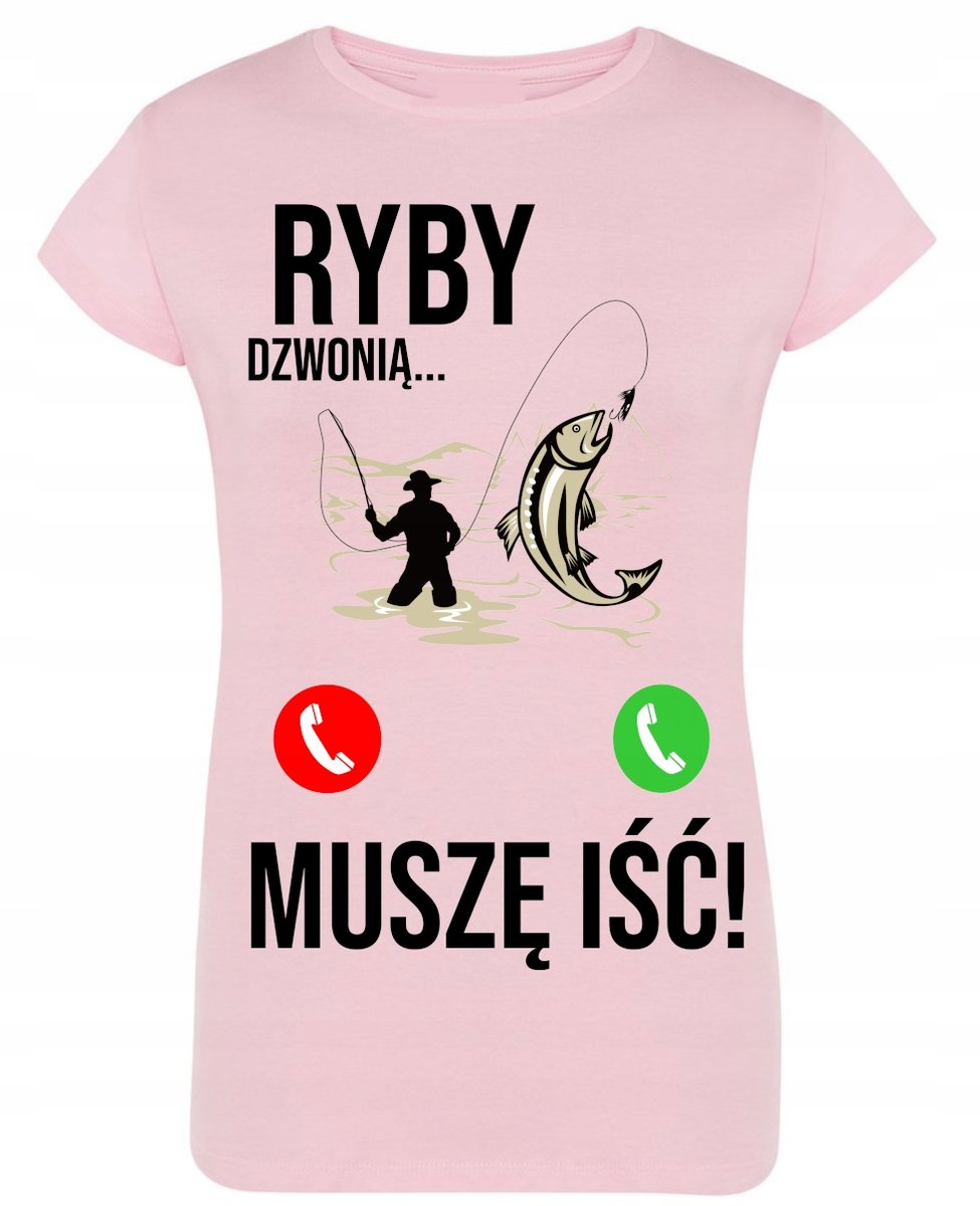 T Shirt Damski Nadruk Ryby Dzwoni Musz I Xl Inna Marka Moda