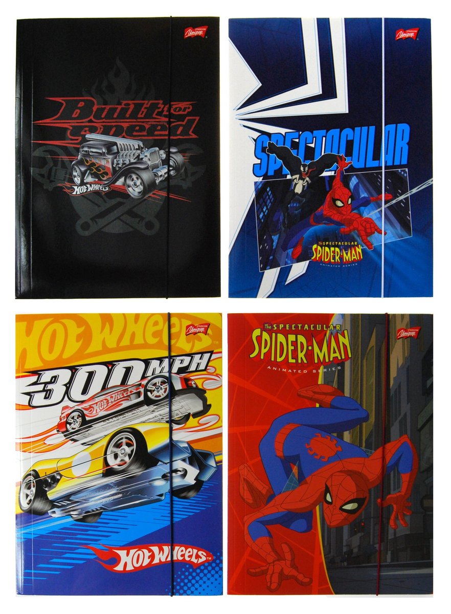 Teczka z gumką 2 szt Spiderman i Hot Wheels Unipap Unipap Sklep