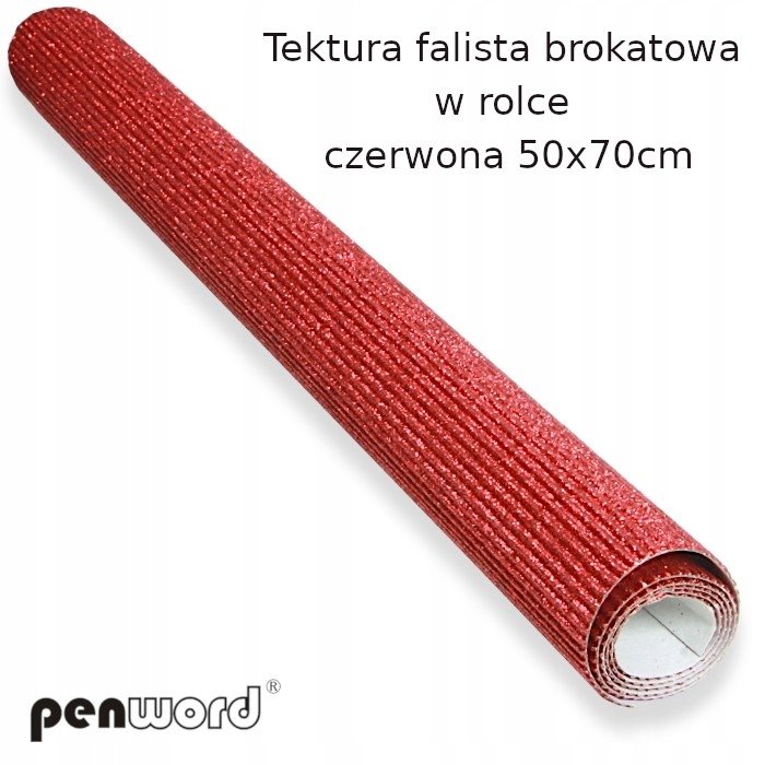 Tektura Falista Brokat W Rolce Czerwona 50X70Cm Penword PENWORD